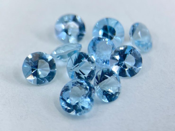 Aquamarine Faceted Round Loose Gemstones