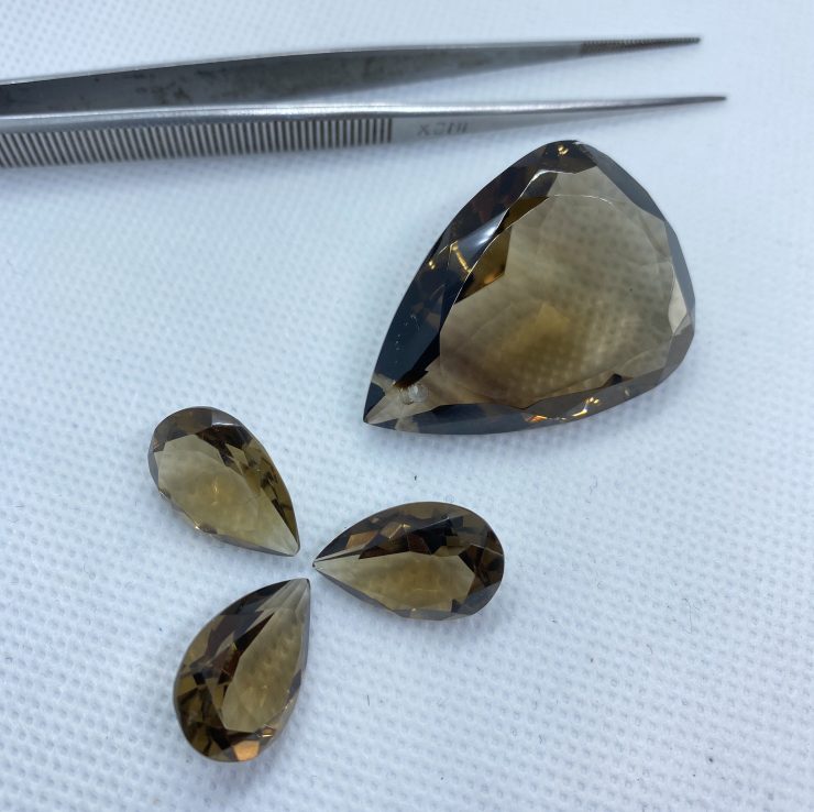 il fullxfull.3113315626 q3a6 scaled Smoky Quartz Faceted Pear Shape Loose Gemstones in Assorted Sizes from 6x4mm to 40x30mm For Jewellery Making