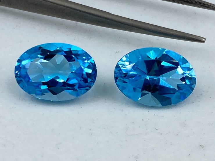 Swiss Blue Topaz Faceted Oval Shape Loose Gemstones in Assorted Sizes Ranging from 4x3mm to 18x13mm for Jewellery Making