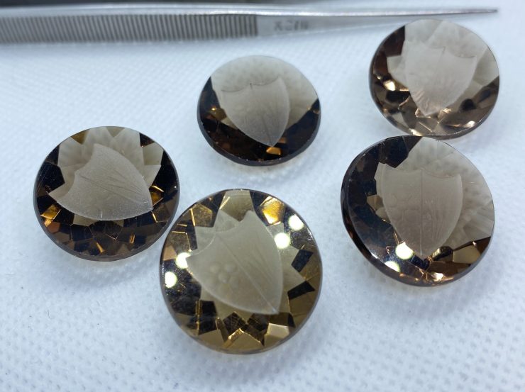 il fullxfull.3123925852 56de scaled Smoky Quartz Round With Flat Top Shield Engraving Loose Gemstones In 20mm For Jewellery Making