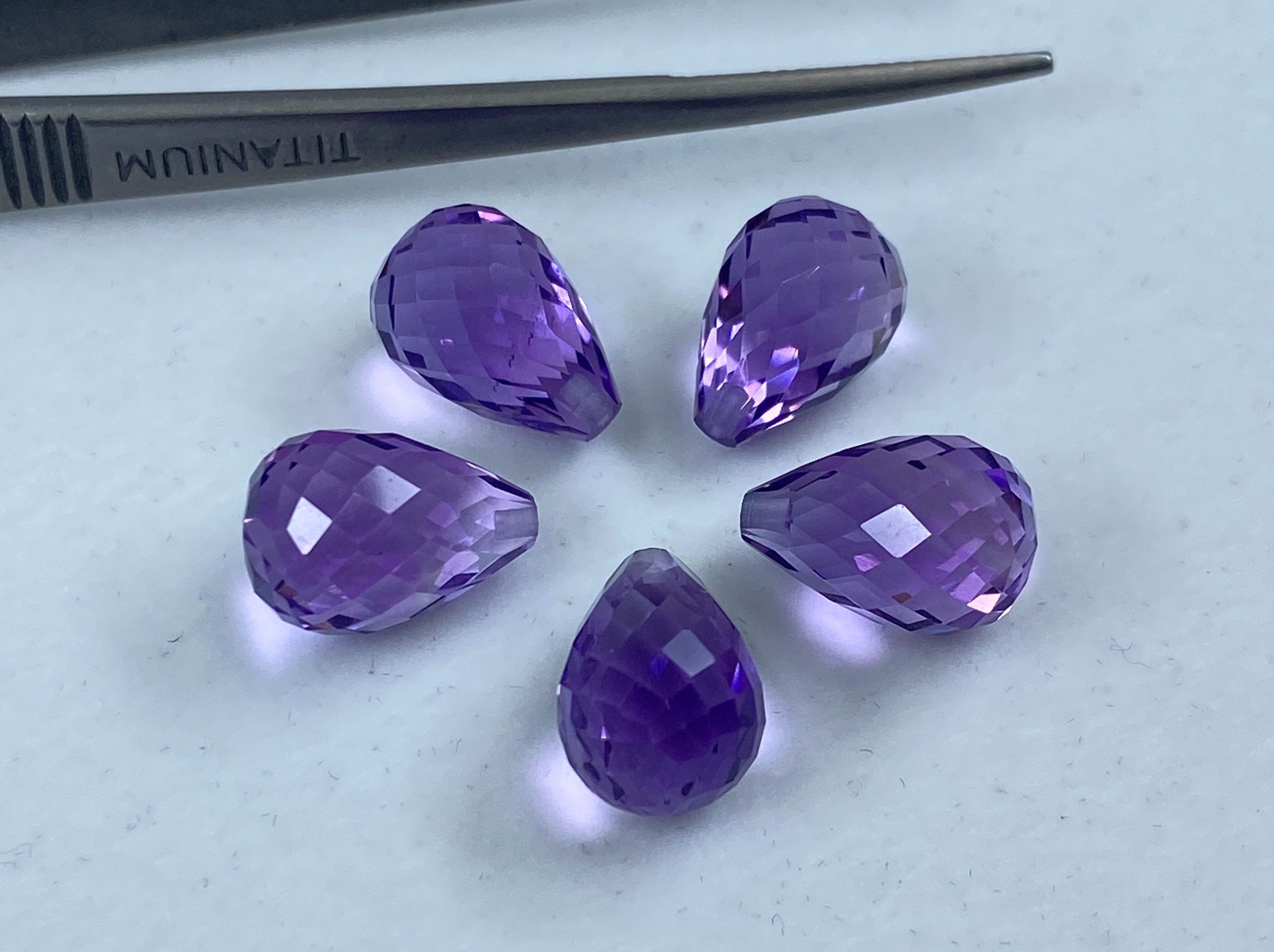 il fullxfull.3125742688 ma7c scaled Amethyst (Brazilian) Faceted Half Drilled Teardrop Briolette Loose Gemstone Beads in Sizes from 6x4mm to 15x10mm for Jewellery Making