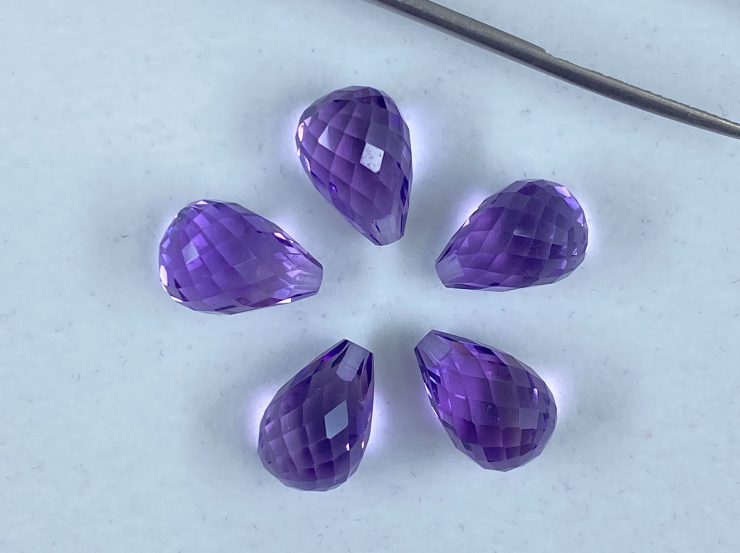 il fullxfull.3125742774 rl1l scaled Amethyst (Brazilian) Faceted Half Drilled Teardrop Briolette Loose Gemstone Beads in Sizes from 6x4mm to 15x10mm for Jewellery Making