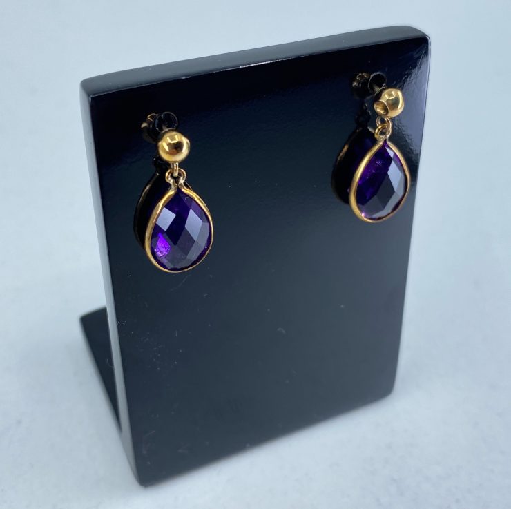 il fullxfull.3138542074 ga7e scaled Pair of 9 Carat Gold African Amethyst (12x8mm Gemstones) Drop Earrings