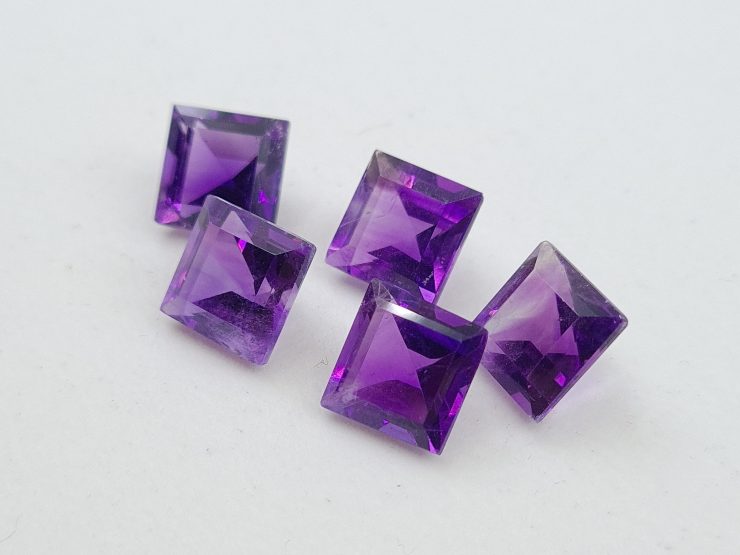 Amethyst (African) Faceted Square Gems First Quality in Assorted Sizes from 2.5mm to 10mm