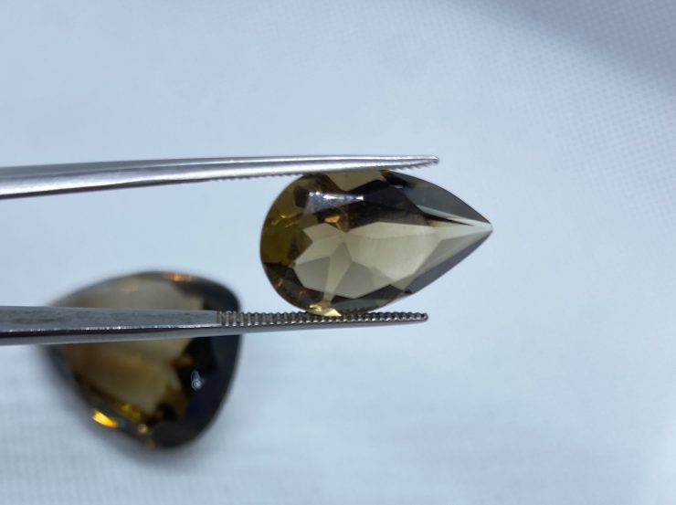 Smoky Quartz Faceted Pear Shape Loose Gemstones in Assorted Sizes from 6x4mm to 40x30mm For Jewellery Making