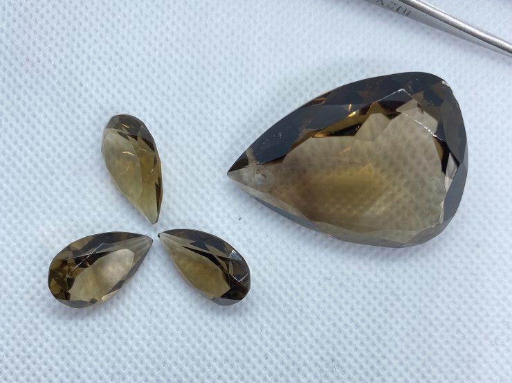 il fullxfull.3161032117 otic scaled Smoky Quartz Faceted Pear Shape Loose Gemstones in Assorted Sizes from 6x4mm to 40x30mm For Jewellery Making