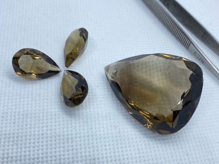 il fullxfull.3161032141 5fe6 scaled Smoky Quartz Faceted Pear Shape Loose Gemstones in Assorted Sizes from 6x4mm to 40x30mm For Jewellery Making