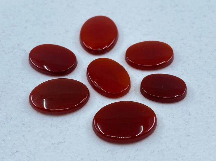 Carnelian Single Bevel Buff Top (SBBT) Oval Shape Loose Gemstones in Sizes from 6x4mm to 20x15mm for Jewellery Making