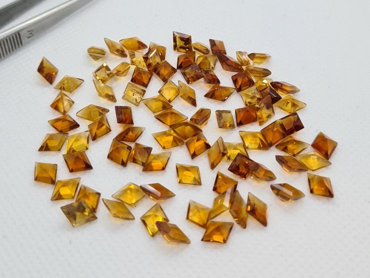 Citrine (Brazil) Natural Faceted Lozenge Shape Loose Gemstones in 6x4mm, 7x5mm & 8x6mm for Jewellery Making