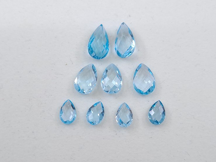 il fullxfull.3166207346 kw36 scaled Sky Blue Topaz Double Sided Faceted Checkerboard Pear Shape Gemstones in 9x6mm, 12x8mm & 14x8mm for Jewellery Making