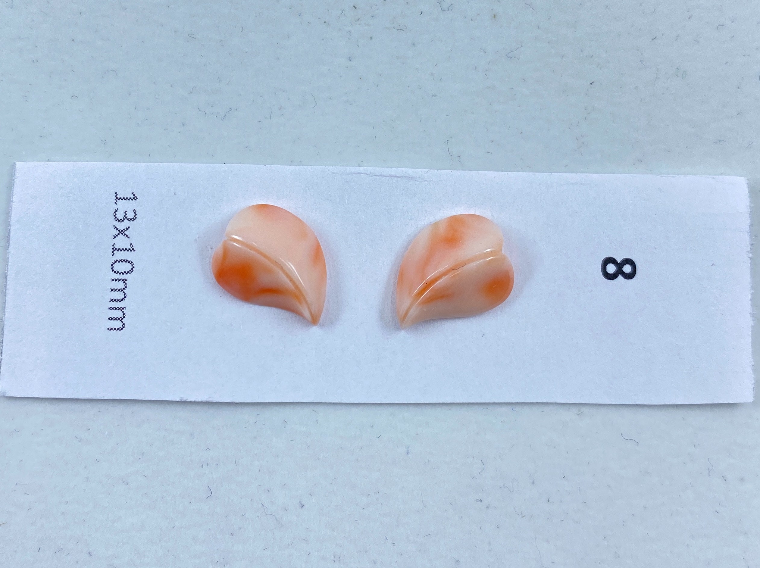 Pink Coral (Japan) Hand Carved Seashell Earring Pairs with Half Drilled Holes in 13x10mm for Jewellery Making