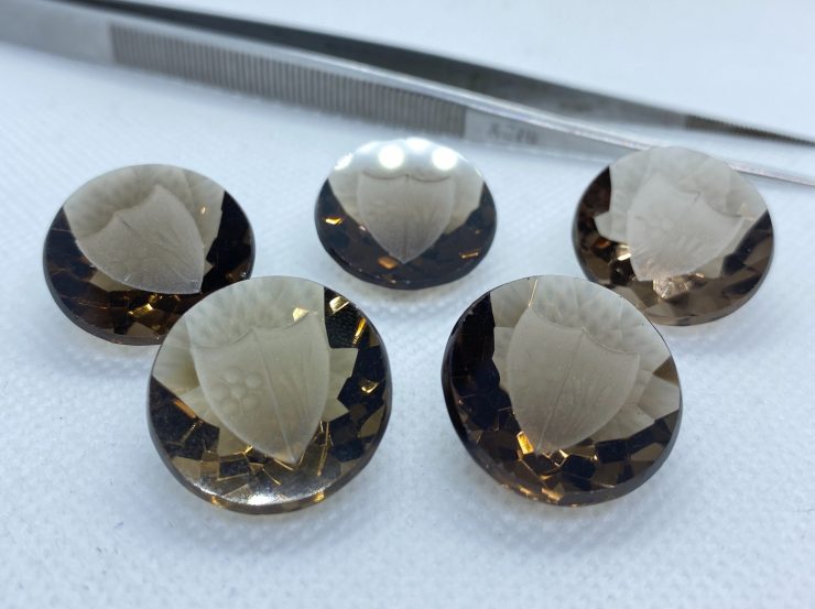 il fullxfull.3171650247 euu9 scaled Smoky Quartz Round With Flat Top Shield Engraving Loose Gemstones In 20mm For Jewellery Making