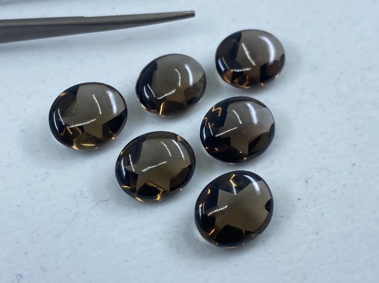 il fullxfull.3172057493 8up5 scaled 10 Pieces of Smoky Quartz Buff Top Oval Loose Gemstones in 12x10mm for Jewellery Making