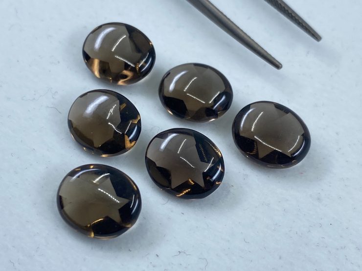 il fullxfull.3172057571 kc29 scaled 10 Pieces of Smoky Quartz Buff Top Oval Loose Gemstones in 12x10mm for Jewellery Making