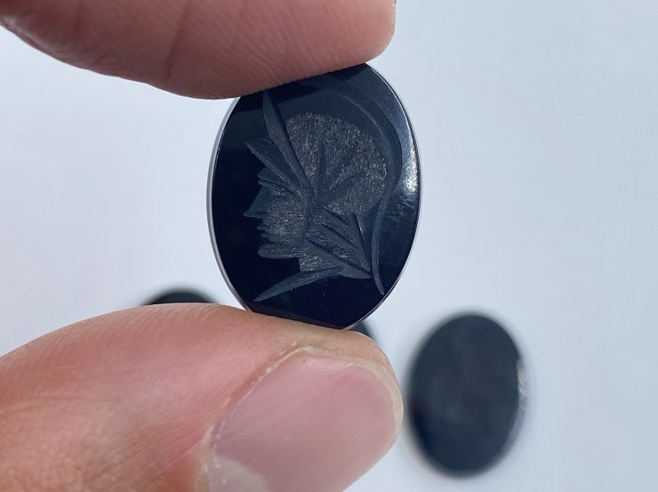 il fullxfull.3179162068 j5kl scaled Black Onyx Roman Soldier Head Intaglio Oval SBBT Gemstones in 12x10mm, 14x10mm & 20x15mm for Jewellery Making