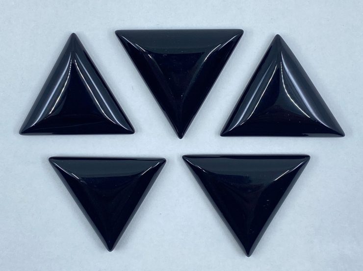 Black Onyx Fancy Triangle Back Drilled Cabochon Gemstones in 24mm for Jewellery Making