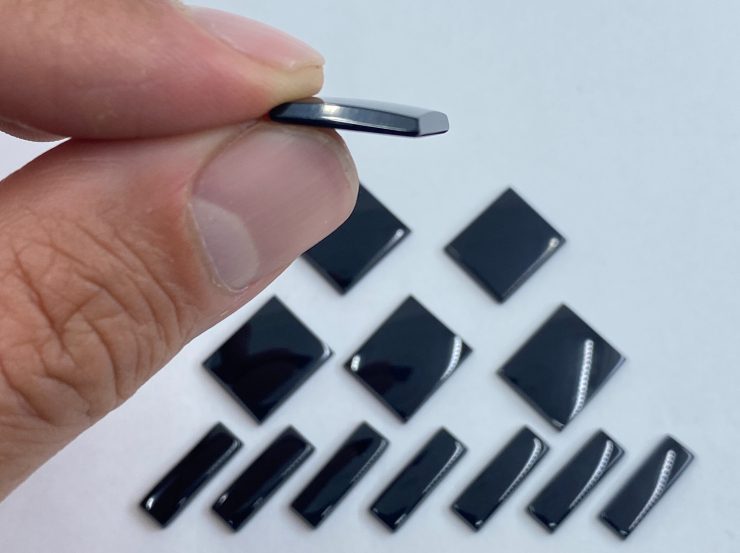 il fullxfull.3179686290 o4gb scaled Flat Black Onyx Rectangle SBBT (Single Bevel Buff Top) Gemstones in Assorted Sizes from 6x2mm to 12x10mm for Jewellery Making