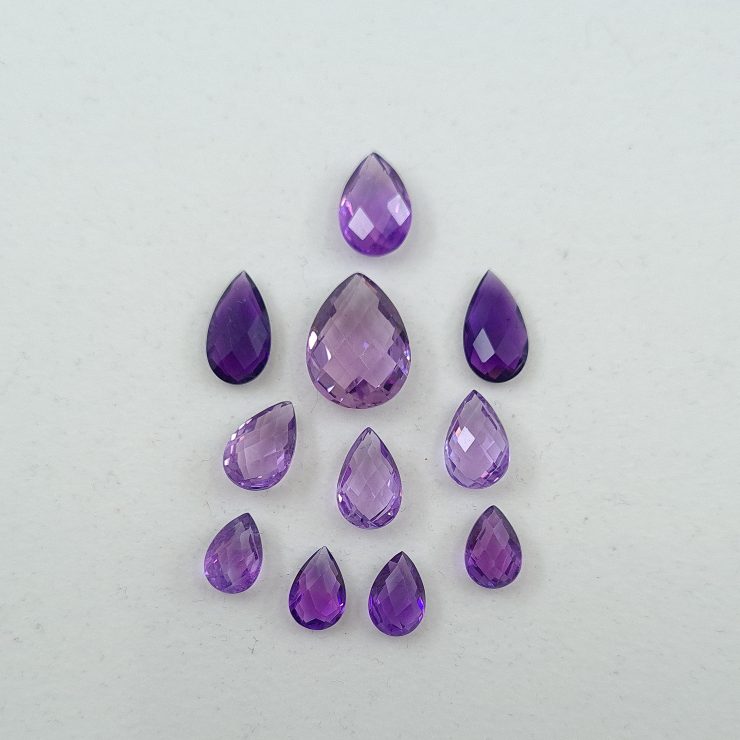 il fullxfull.3181403034 n2kg scaled Amethyst Double Sided Faceted Checker Board Pear Shape Gemstones in Assorted Sizes from 8x5mm to 15x10mm for Jewellery Making