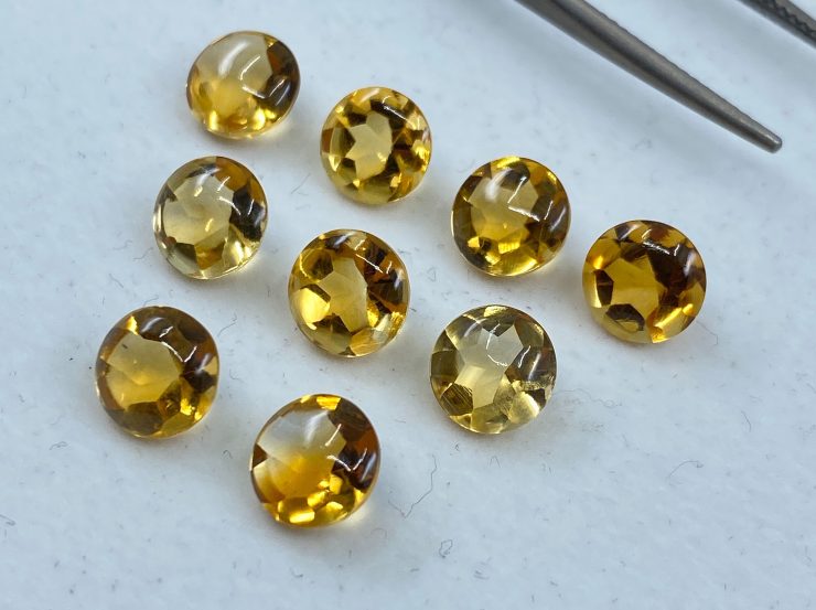 il fullxfull.3185914783 gb6z scaled Citrine Buff Top (Cabochon Top AND Faceted Bottom) Round Shape Loose Gemstones in 7mm, 8mm & 10mm for Jewellery Making