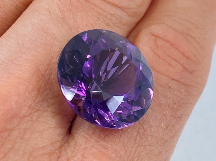 23.61cts Brazilian Amethyst Natural Faceted Large Round Shape Loose Gemstone For Jewellery Making - 19.4mm