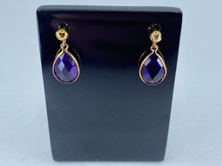 il fullxfull.3186264831 ogow scaled Pair of 9 Carat Gold African Amethyst (12x8mm Gemstones) Drop Earrings