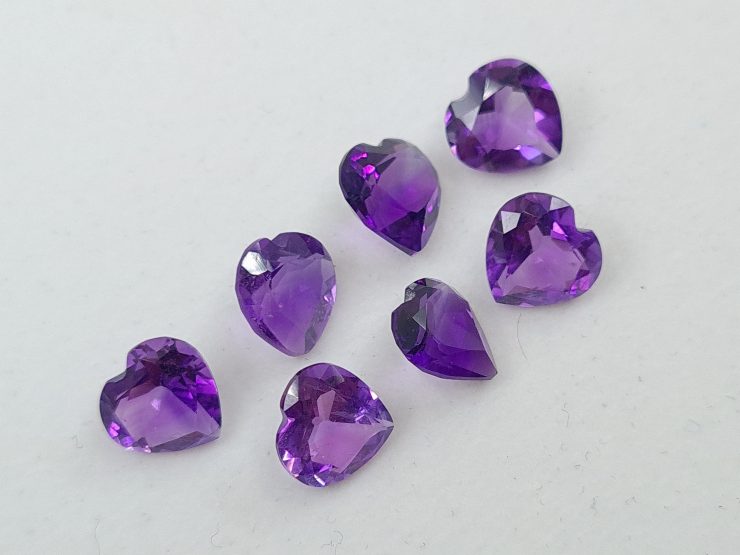 Amethyst (African) Faceted Heart Shape Loose Gemstones in Assorted Sizes from 4mm to 8mm for Jewellery Making