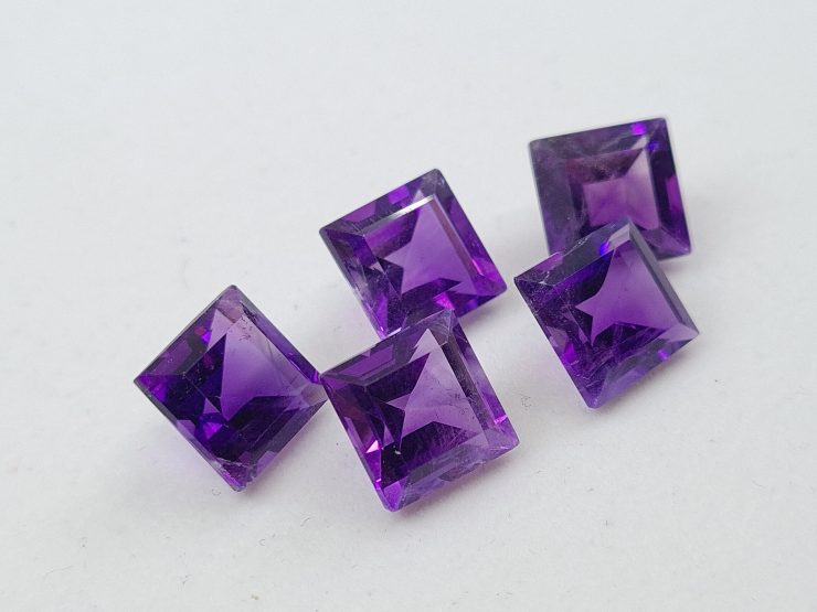 Amethyst (African) Faceted Square Gems First Quality in Assorted Sizes from 2.5mm to 10mm