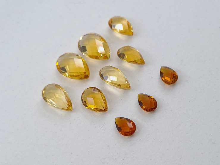 il fullxfull.3213845083 o128 scaled Citrine Double Sided Faceted Checkerboard Pear Shape Gemstones in Assorted Sizes from 8x5mm to 15x10mm for Jewellery Making