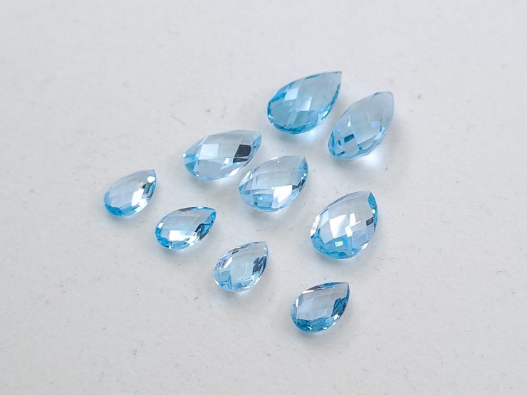 il fullxfull.3213917025 iuox scaled Sky Blue Topaz Double Sided Faceted Checkerboard Pear Shape Gemstones in 9x6mm, 12x8mm & 14x8mm for Jewellery Making