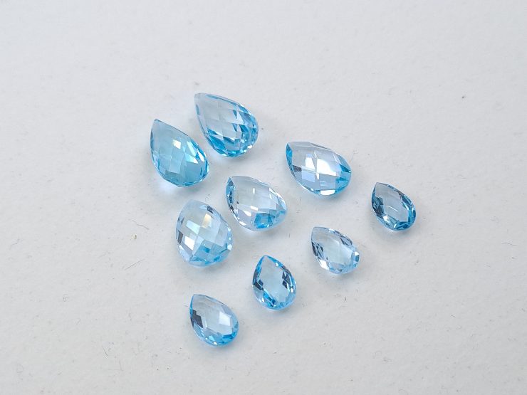 il fullxfull.3213917209 js7e scaled Sky Blue Topaz Double Sided Faceted Checkerboard Pear Shape Gemstones in 9x6mm, 12x8mm & 14x8mm for Jewellery Making