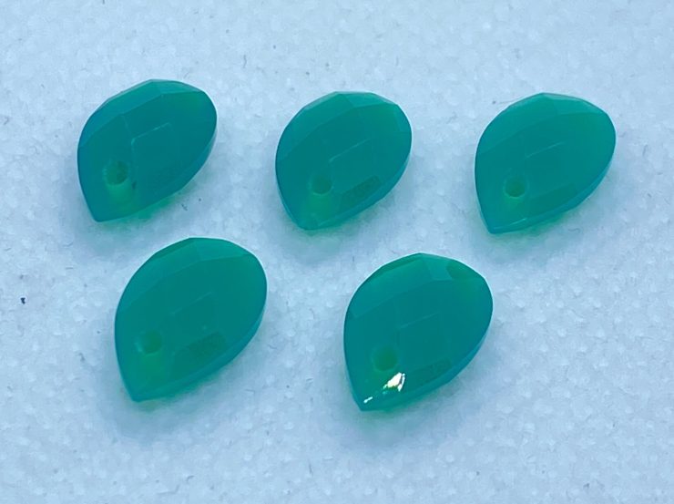 Green Agate Faceted Pear Shape Double-Sided Checker Board Cut With 1mm Hole In 9x7mm and 14x8mm For Jewellery Making