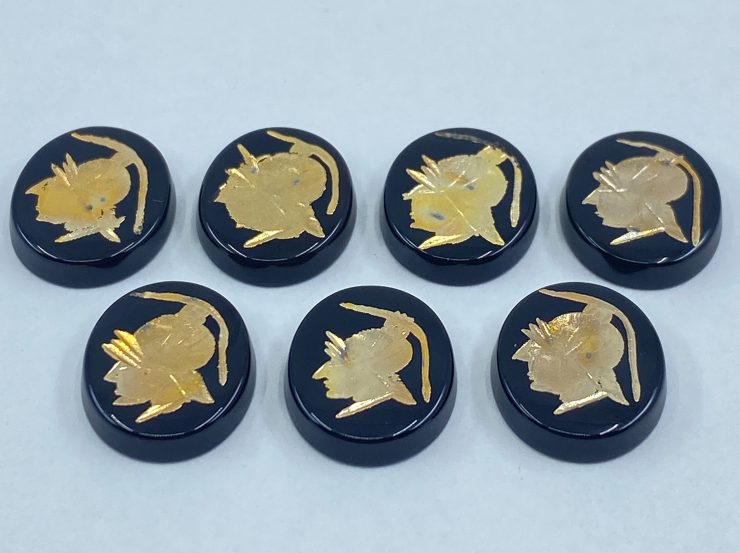 il fullxfull.3226885095 sglh scaled Black Onyx Soldier Head Painted (Real 14ct Gold Paint) Intaglio Oval SBBT Gemstones in 12x10mm for Jewellery Making