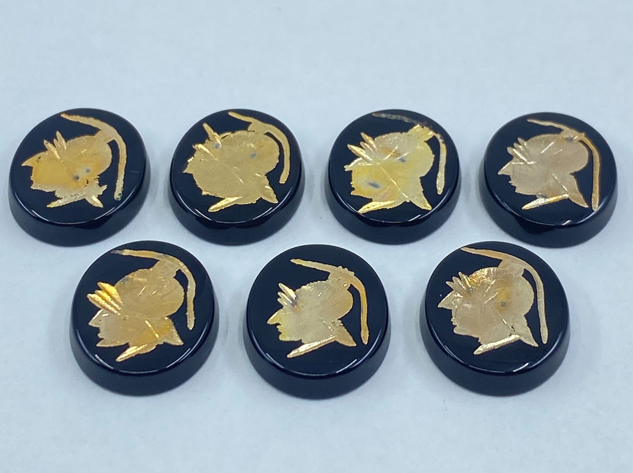 il fullxfull.3226885095 sglh scaled Black Onyx Soldier Head Painted (Real 14ct Gold Paint) Intaglio Oval SBBT Gemstones in 12x10mm for Jewellery Making