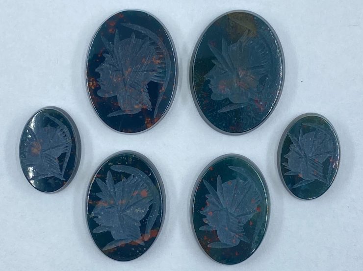 il fullxfull.3226918823 1gdp scaled Bloodstone Roman Soldier Head Intaglio Oval SBBT Gemstones in Assorted Sizes from 10x8mm to 20x15mm for Jewellery Making