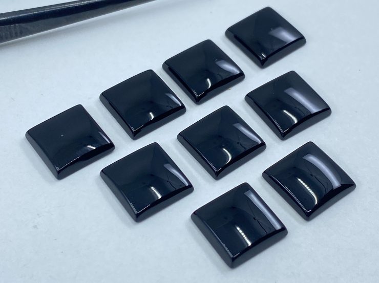 il fullxfull.3226963119 gyrw scaled Flat Black Onyx Square SBBT (Single Bevel Buff Top) Gemstones in 5mm for Jewellery Making