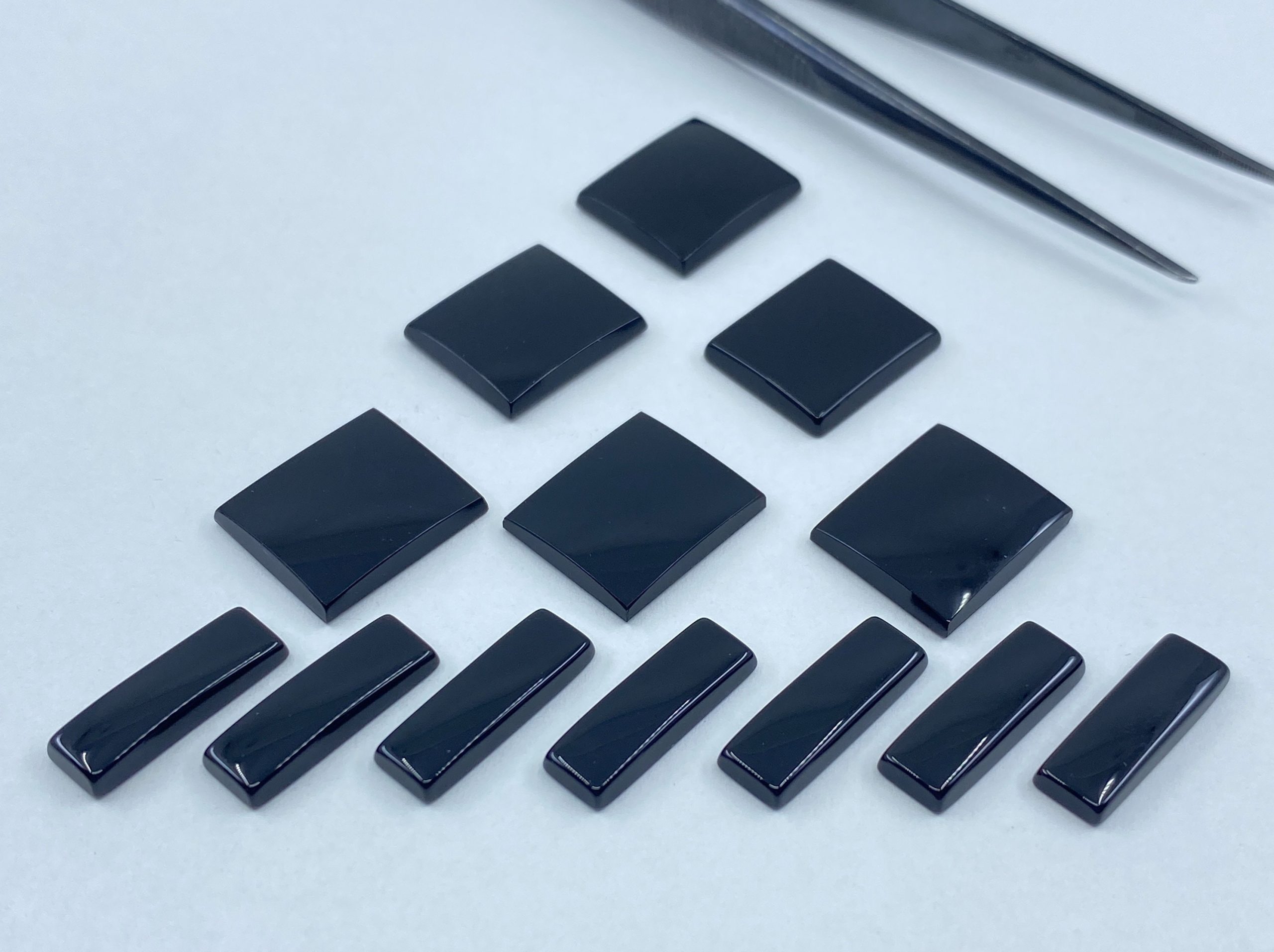 il fullxfull.3227395477 h0ub scaled Flat Black Onyx Rectangle SBBT (Single Bevel Buff Top) Gemstones in Assorted Sizes from 6x2mm to 12x10mm for Jewellery Making