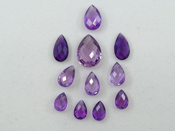 il fullxfull.3229112559 gse2 scaled Amethyst Double Sided Faceted Checker Board Pear Shape Gemstones in Assorted Sizes from 8x5mm to 15x10mm for Jewellery Making