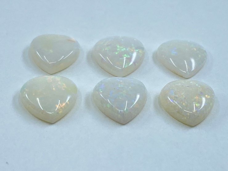 Opal (Australia) Cabochon Heart Shape Loose Gemstones in 5mm, 6mm, 7mm & 8mm for Jewellery Making