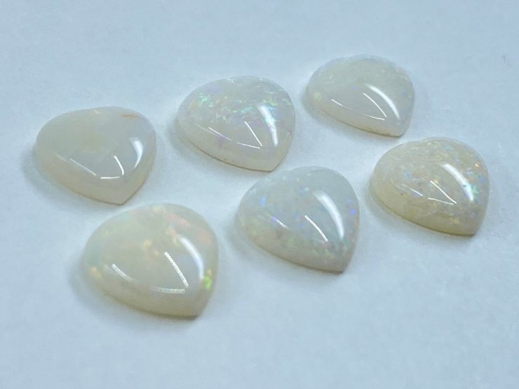 Opal (Australia) Cabochon Heart Shape Loose Gemstones in 5mm, 6mm, 7mm & 8mm for Jewellery Making