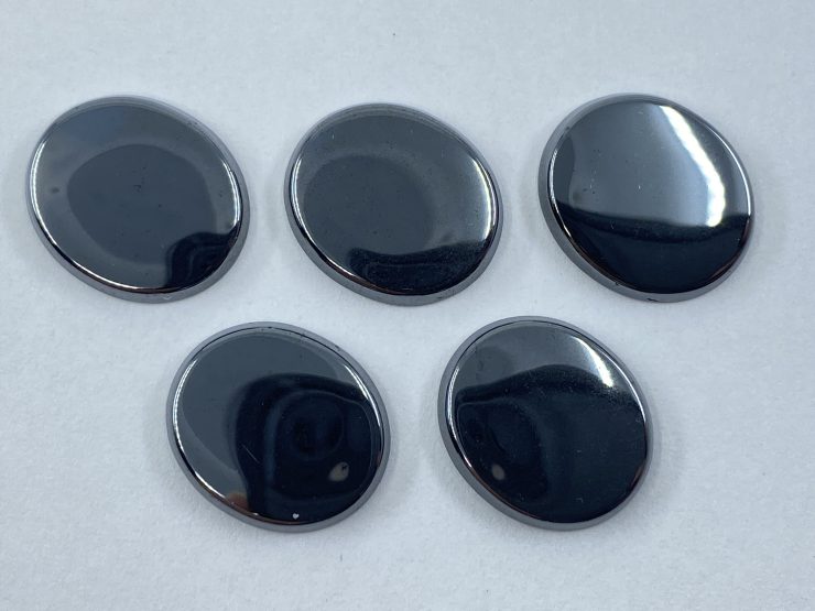 il fullxfull.3261084404 801t scaled Hematite SBBT (Single Bevel Buff Top) Oval Shape Gemstones in Assorted Sizes from 10x8mm to 18x13mm for Jewellery Making