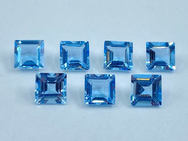 Aquamarine (Fine Quality) Faceted Square Loose Gemstones in Assorted Sizes from 2mm to 8mm for Jewellery Making