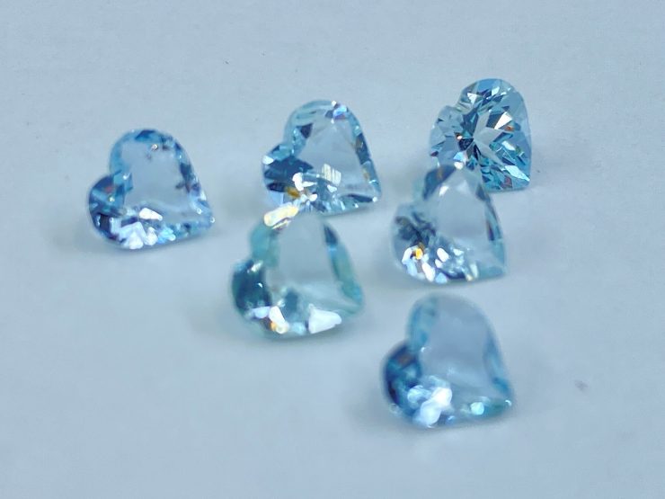 Aquamarine Faceted Heart Shape Loose Gemstones In 4mm, 5mm & 6mm For Jewellery Making