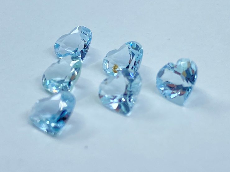 Aquamarine Faceted Heart Shape Loose Gemstones In 4mm, 5mm & 6mm For Jewellery Making