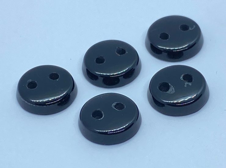 Black Onyx Single Bevel Buff Top (SBBT) Round Shape With 2 Holes Loose Gemstones in 9mm & 10mm For Jewellery Making