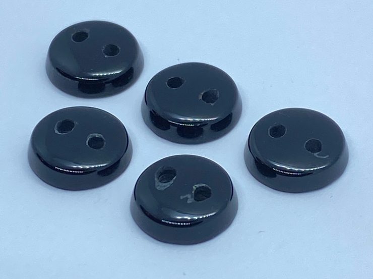 Black Onyx Single Bevel Buff Top (SBBT) Round Shape With 2 Holes Loose Gemstones in 9mm & 10mm For Jewellery Making