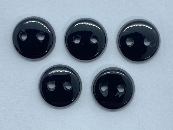 Black Onyx Single Bevel Buff Top (SBBT) Round Shape With 2 Holes Loose Gemstones in 9mm & 10mm For Jewellery Making