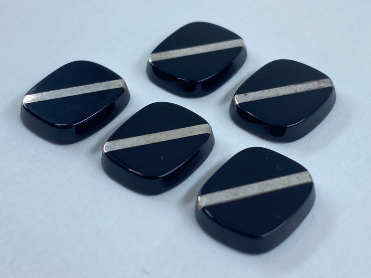 il fullxfull.3272369552 iu4c scaled Flat Black Onyx Cushion Shape SBBT Gemstones with 1 Real Sterling Silver Stripe in Assorted Sizes from 8x6mm to 16x14mm for Jewellery Making