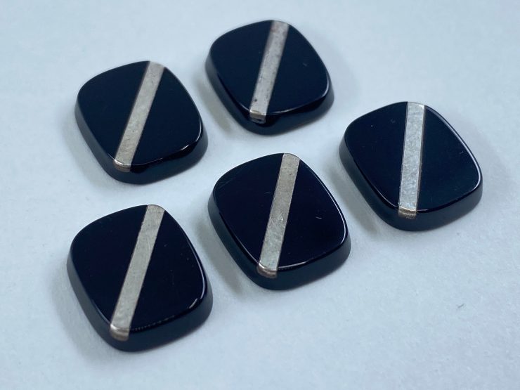 il fullxfull.3272369558 97o6 scaled Flat Black Onyx Cushion Shape SBBT Gemstones with 1 Real Sterling Silver Stripe in Assorted Sizes from 8x6mm to 16x14mm for Jewellery Making