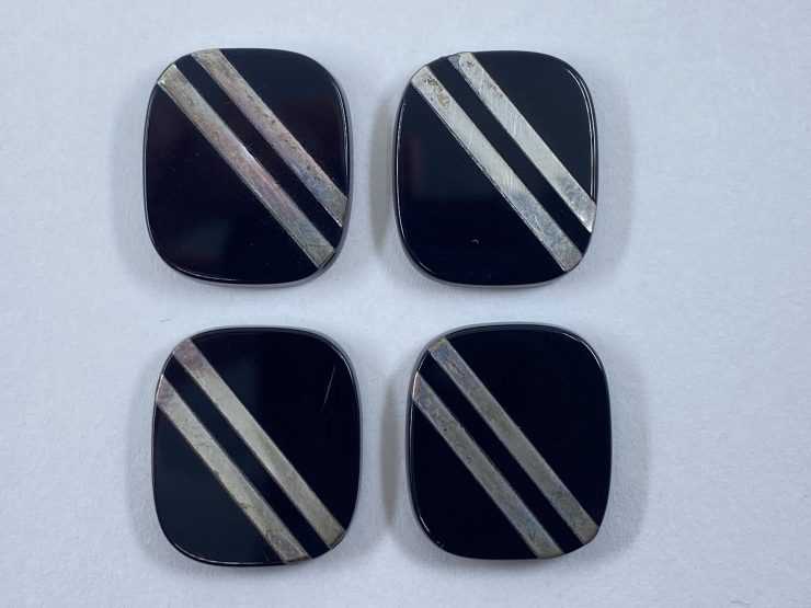 il fullxfull.3272376830 ec3p 1 scaled 8 Pieces of Flat Black Onyx Cushion Shape SBBT Gemstones with 2 Real Sterling Silver Stripes in 16x14mm for Jewellery Making