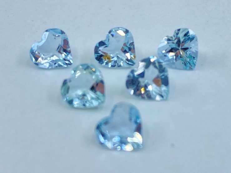 Aquamarine Faceted Heart Shape Loose Gemstones In 4mm, 5mm & 6mm For Jewellery Making